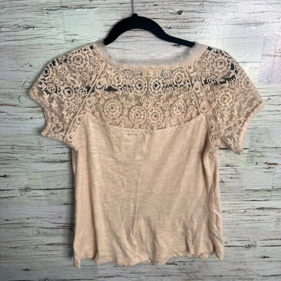 Anthropologie Meadow Rue Cream Lace Relaxed Blouse top peach size small - Picture 6 of 7